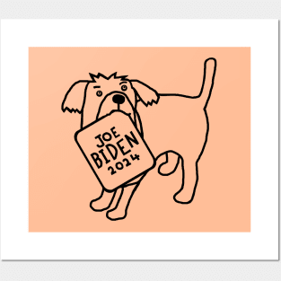 BACK PRINT Dog with Joe Biden 2024 Sign Line Drawing Posters and Art